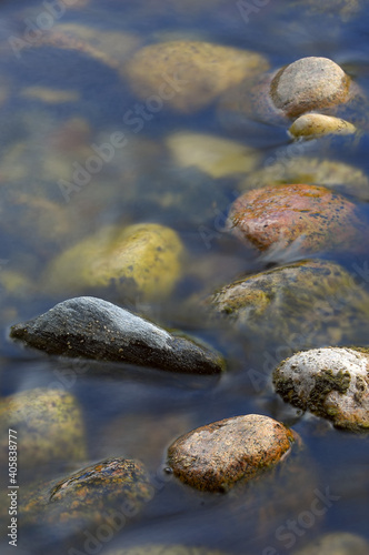 Vertical shot of pebbles in Prince Albert National Park, Saskatchewan, Canada photo