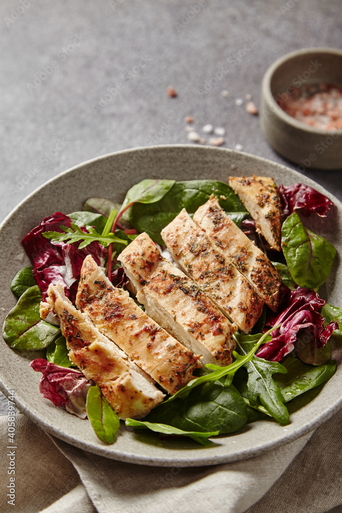 Useful diet dish of chicken and lettuce Useful diet dish of chicken and lettuce
