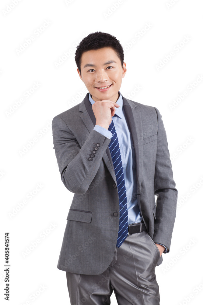 Portrait of young businessman standing in white background Portrait of young businessman standing in white background