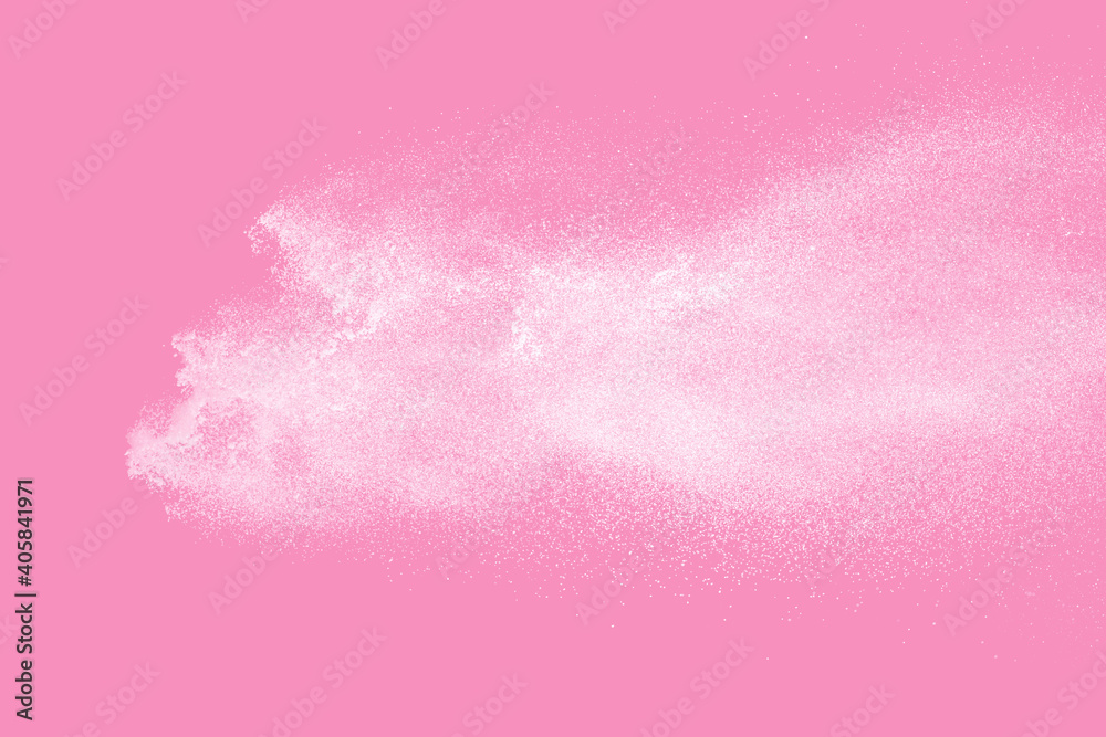 Obraz premium White powder explosion on pink background.