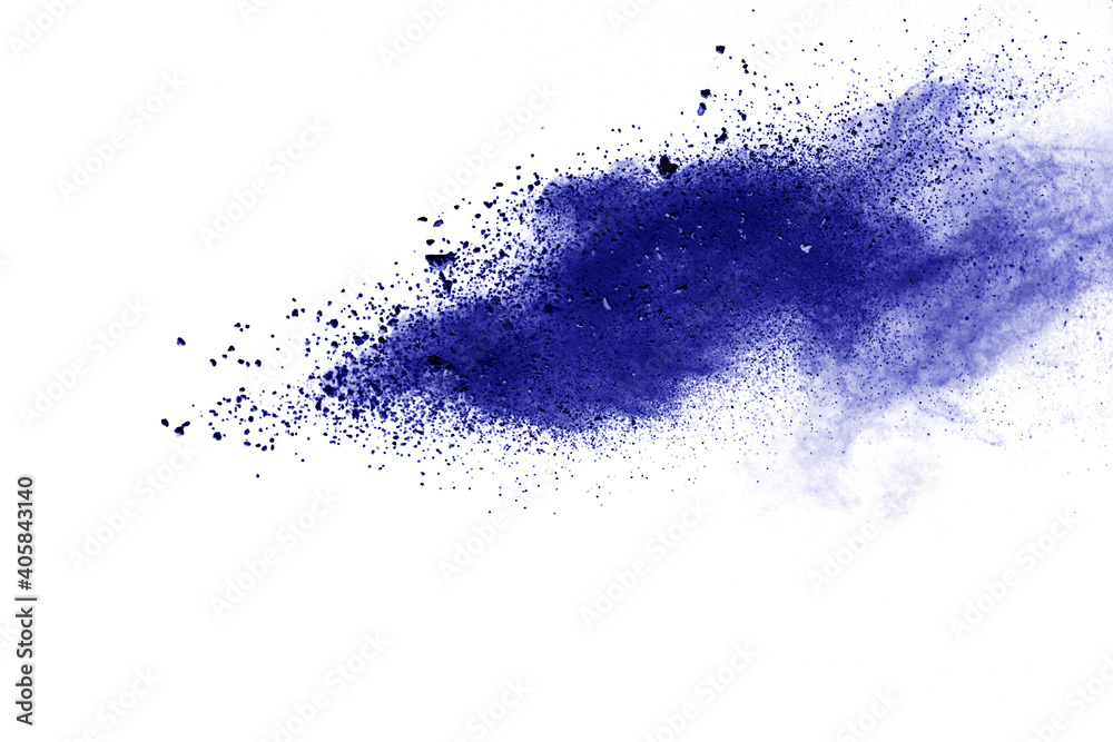 Blue powder explosion isolated on white background. Blue powder explosion isolated on white background.