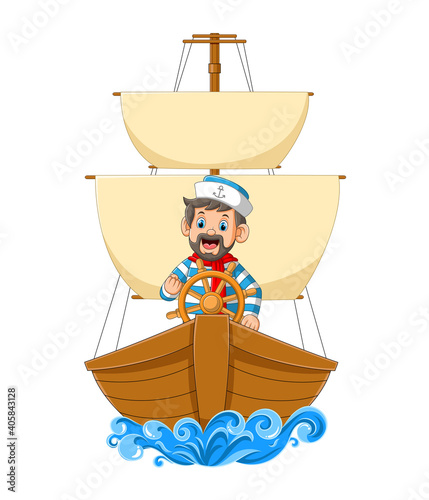 The master of the sailor is drive the big ship in the ocean