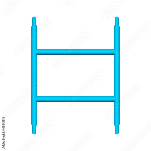 Horizontal frame scaffold vector icon. Item is a construction equipment and component of ringlock, tube clamp scaffold system. Use as temporary working platform or structure for building construction.