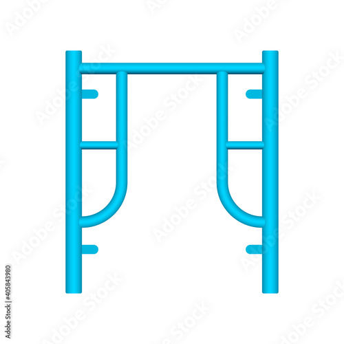 Main frame scaffolding or H-frame vector icon. Item is a construction equipment and component of ringlock scaffolding system. Use as temporary working platform or structure for building construction.