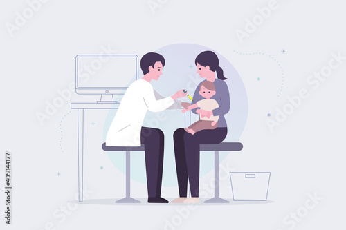 予防接種を受ける赤ちゃんと母親