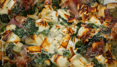 Schweinemedaillons im Speck Mantel und Spinat Gorgonzola  photo