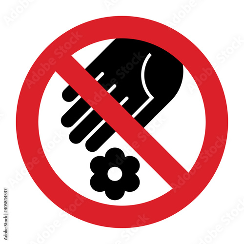 Do not pick flowers. Prohibition sign
