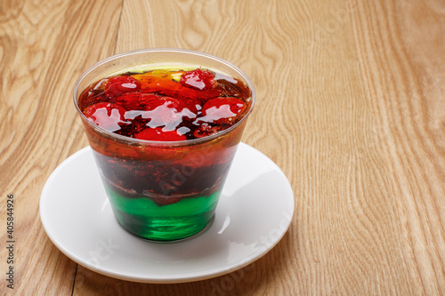 fres strawberry jelly in glass jar