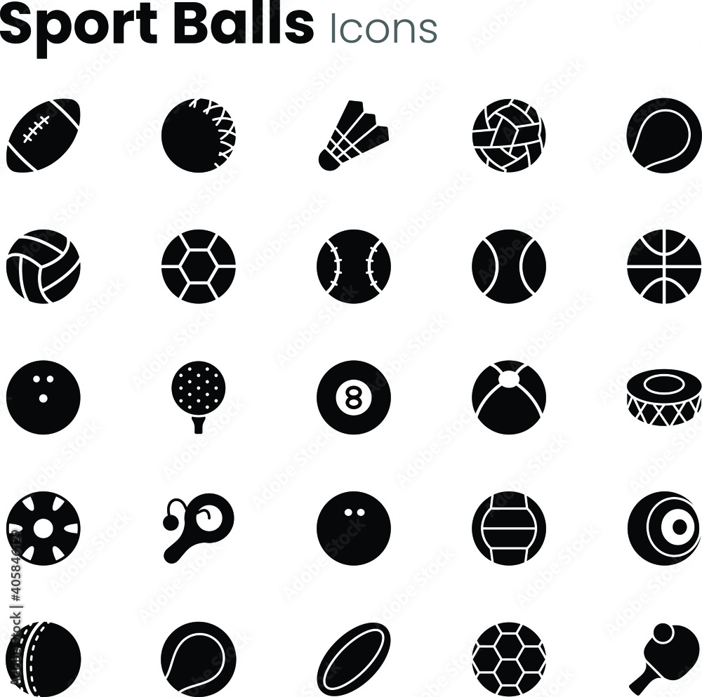 Sport play balls icon set Sport play balls icon set