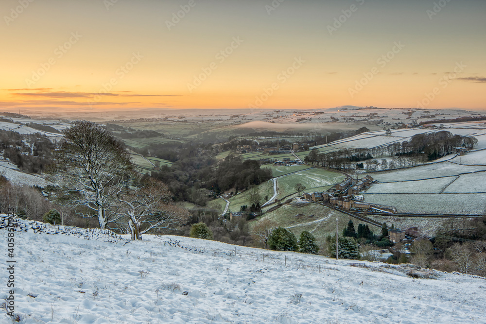 Winter landscape scenery around cCalderdale in West Yorkshire