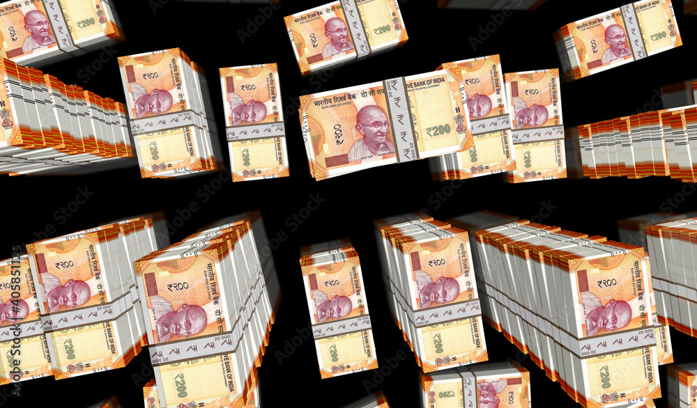 Obraz premium Indian rupee money banknotes pack illustration