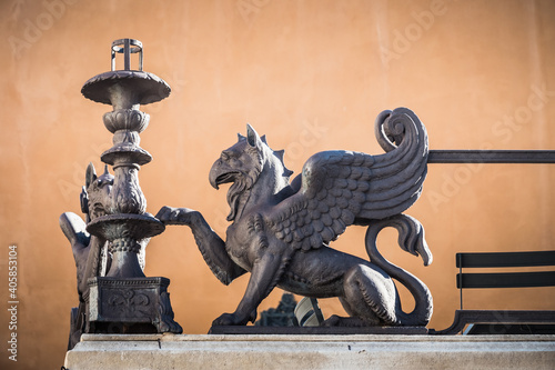 Griffin on the Facade of Cafe Pedrocchi in Padua, Italy photo