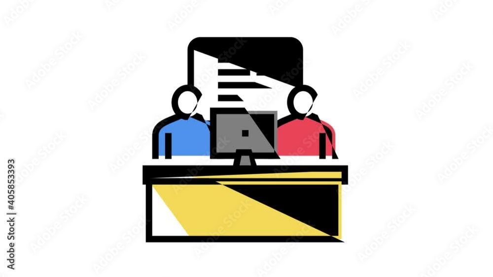 people chatting computer messager animated color icon. people chatting computer messager sign. isolated on white background