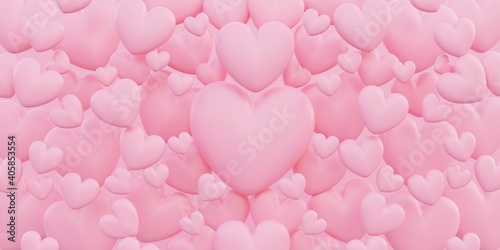 Valentine's day, love concept, pink 3d heart shape overlap background