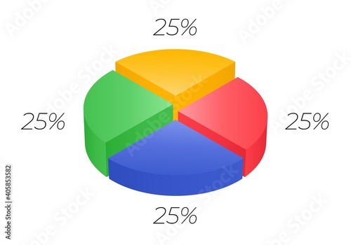 3d pie. Isometric cycle diagram for infographics. Vector chart can be used for graph.