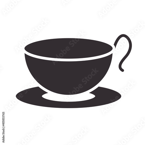 chef, coffee cup on dish kitchen utensil silhouette style icon