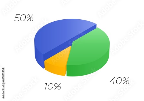 3d pie. Isometric cycle diagram for infographics. Vector chart can be used for graph.