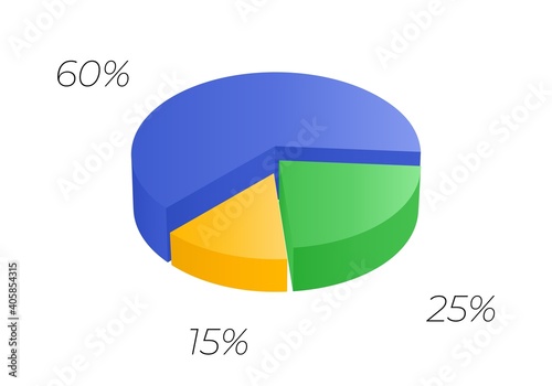 3d pie. Isometric cycle diagram for infographics. Vector chart can be used for graph.