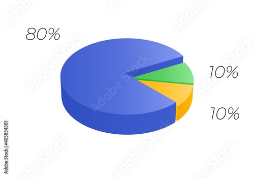3d pie. Isometric cycle diagram for infographics. Vector chart can be used for graph.