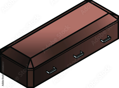 A modern plain brown/maroon coffin/casket.