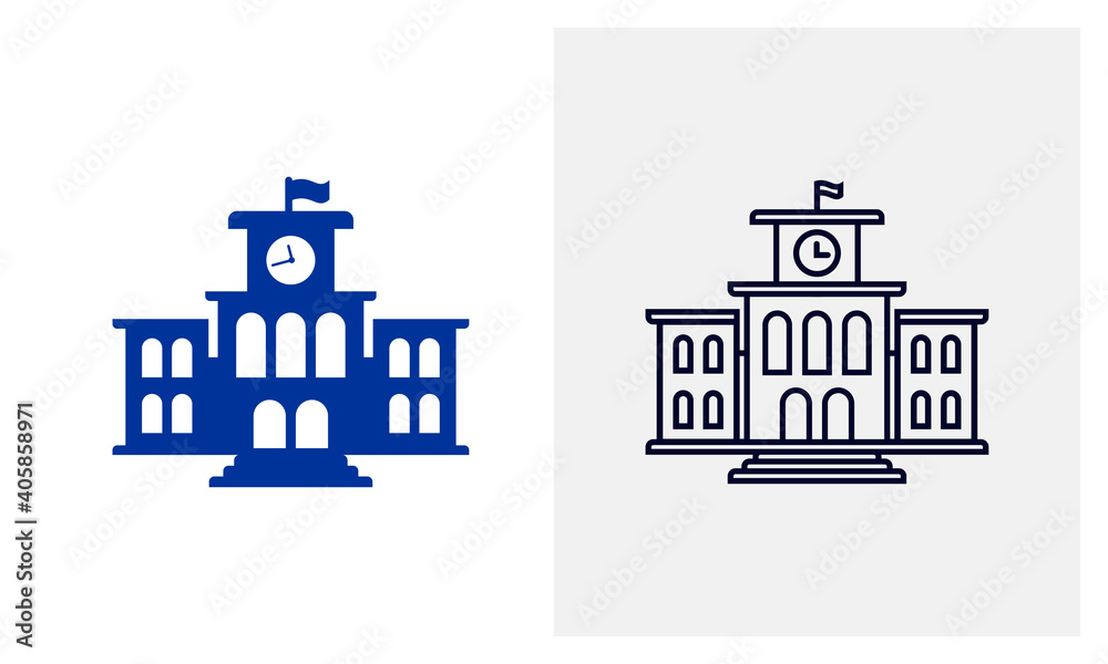 University building icon logo vector template, Education icon concepts, Creative design