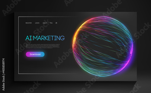 AI Marketing Abstract Technology Background. Artificial intelligence digital marketing chatbot. Technology consulting machine. Vector Illustration.
