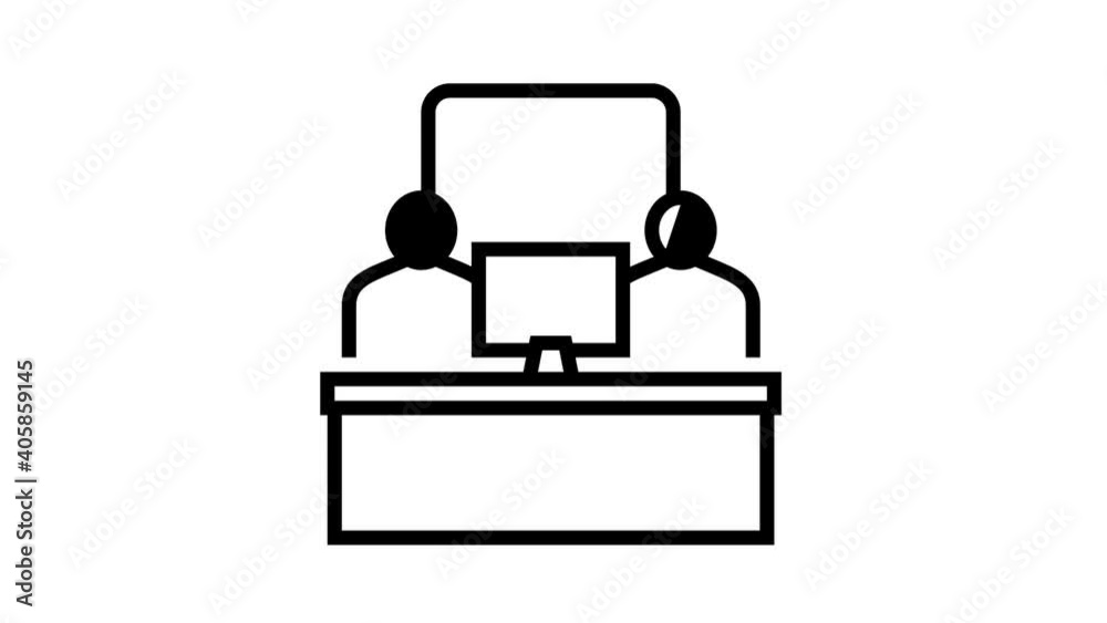 people chatting computer messager animated black icon. people chatting computer messager sign. isolated on white background