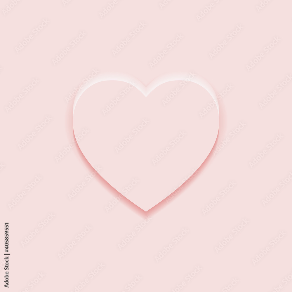 Top view heart shape display podium stand light pink background in neumorphism style mockup template for product or promotion.
