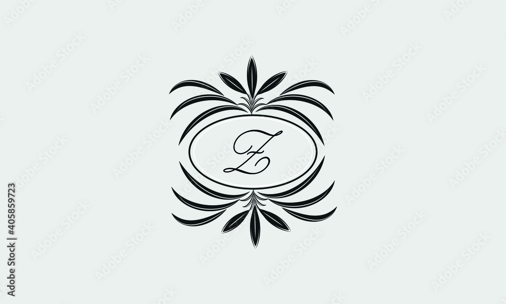 Vector logo design in trendy linear style. Floral monogram with the letter Z in the center or space for the text of the letter - an emblem for fashion, beauty and jewelry industry, business Vector logo design in trendy linear style. Floral monogram with the letter Z in the center or space for the text of the letter - an emblem for fashion, beauty and jewelry industry, business