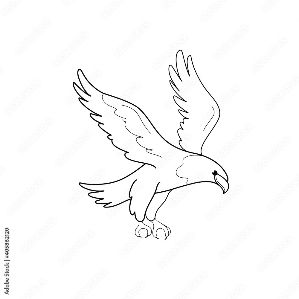 Obraz premium Eagle. Flat illustration of bird. Vector illustration for prints, clothing, packaging, stickers.