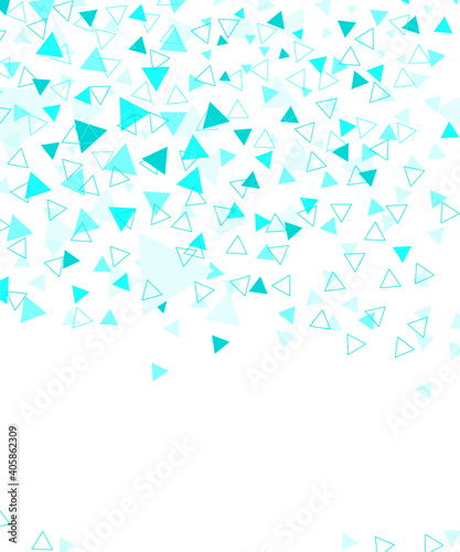 Geometric abstract triangles pattern vector design. Minimalist geometric memphis style triangular pattern background, seamless trendy azure blue color vector design