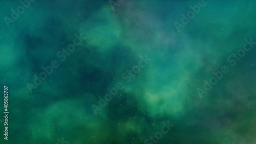 nebula gas cloud in deep outer space, science fiction illustrarion, colorful space background with stars 3d render 