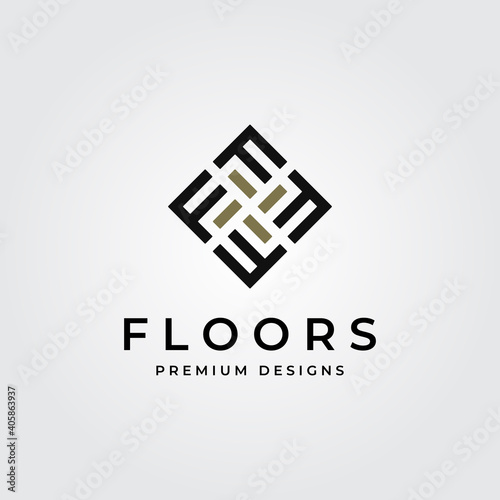 Floor logo initial letter f parquet flooring vector illustration design