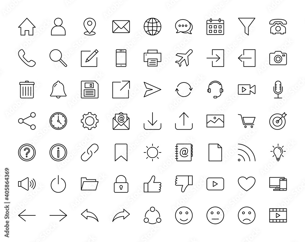 Set of icons, for web mobile app vector illustration