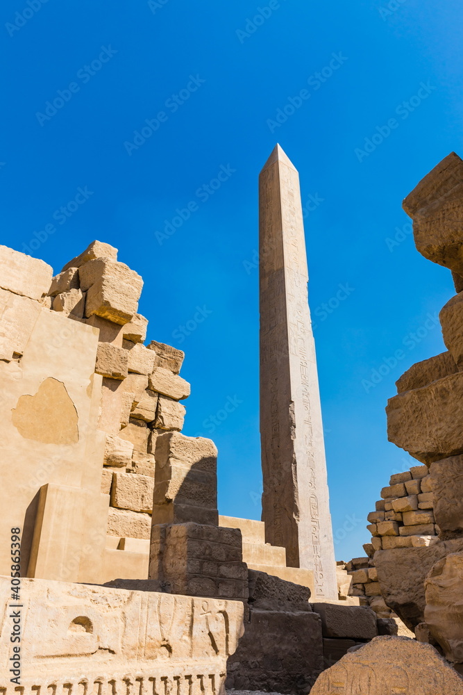 The Karnak Temple Complex, a vast mix of decayed temples, chapels, pylons, and other buildings in Luxor, Egypt