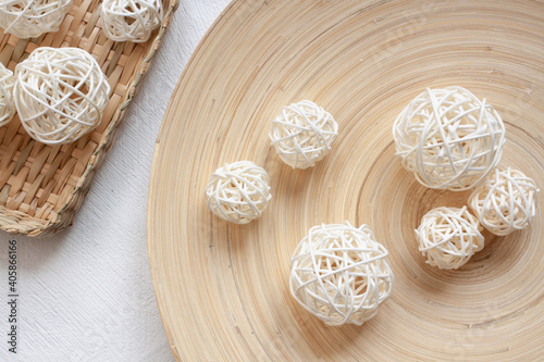 Decorative balls wicker from branches for decor and design. 