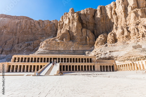 Dayr al-Bahri (the Monastery of the North"), a complex of mortuary temples and tombs located on the west bank of the Nile. The Hatshepsut's temple in  Luxor, Egypt