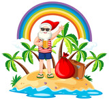 Santa Claus on the beach island for Summer Christmas