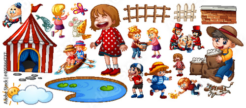Set of different nursery rhyme character isolated on white background