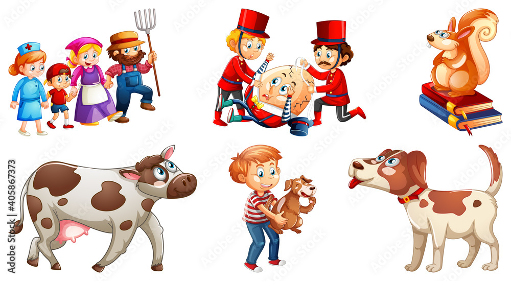 Set of different nursery rhyme character isolated on white background Set of different nursery rhyme character isolated on white background