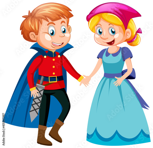Prince and maid cartoon character isolated on white background