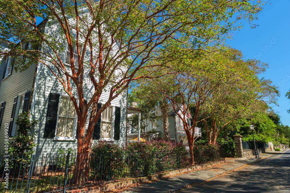 Naklejka premium Southern homes in Charleston, South Carolina