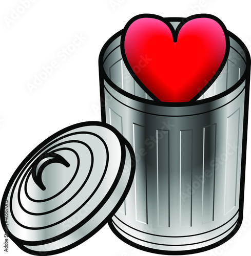 Concept: throwaway emotions/love. A heart in a trash can.
