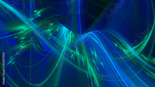 Abstract digital technology background. Dynamic lines composition. Detailed generative fractal graphics.