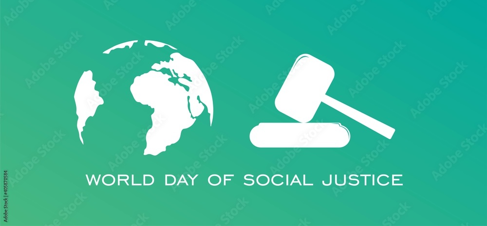 World Day of Social Justice vector. Silhouette of a hand with a laurel ...
