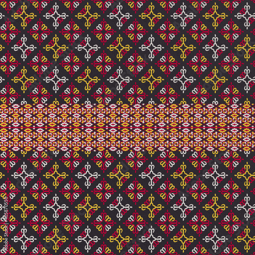 Beautiful fabric background. Asian ethnic ornament. ethnic embroidery, a national multicolor ornament. 3D-rendering