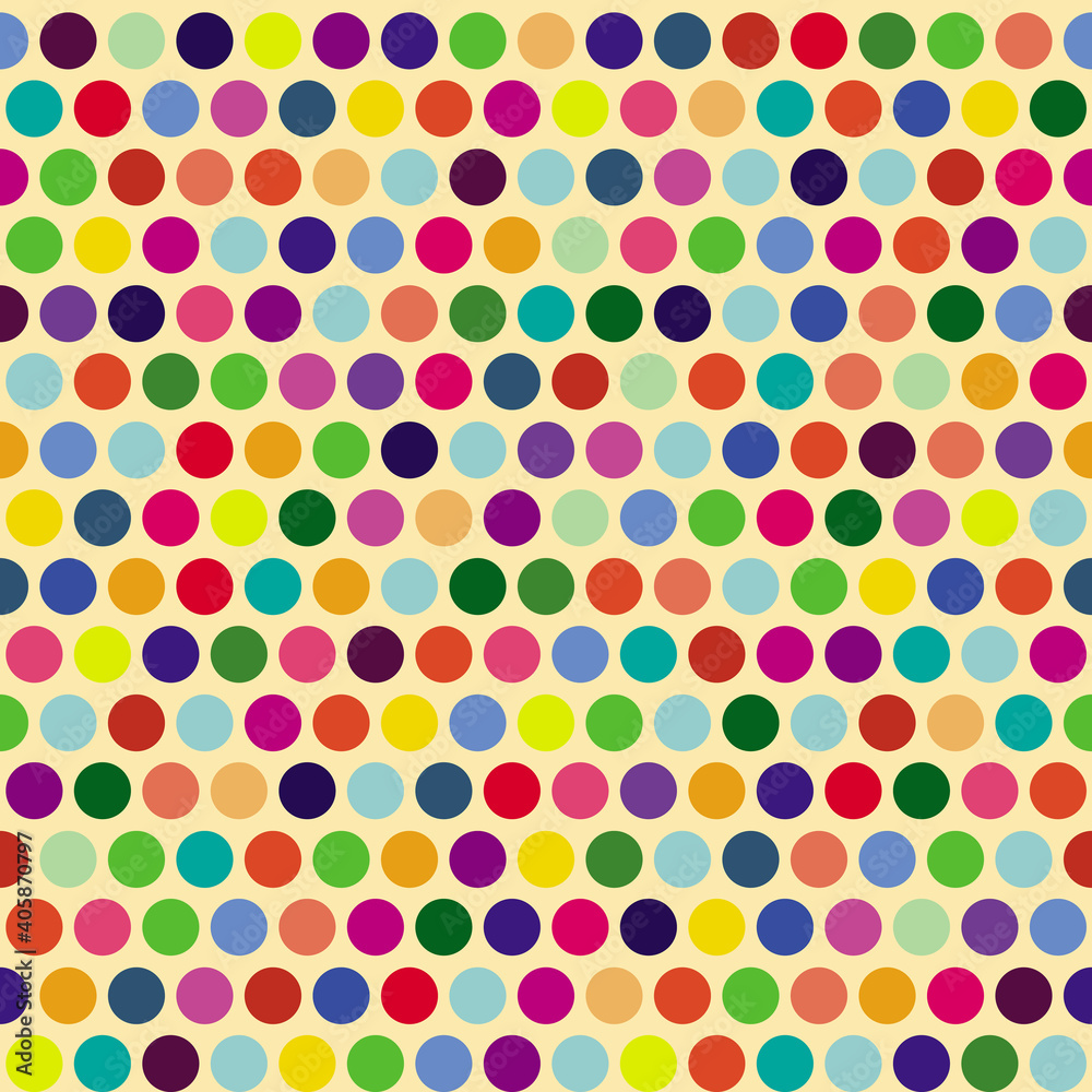 Rainbow dots geometric seamless pattern colorful background