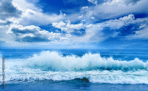 Bright ocean landscape in blue tones.