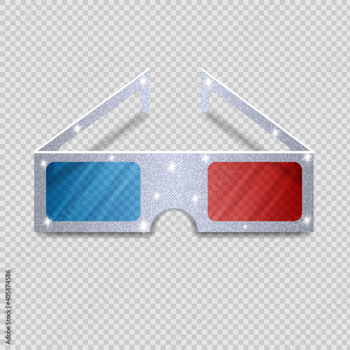 3D glasses on a transparent background. Vector illustration
