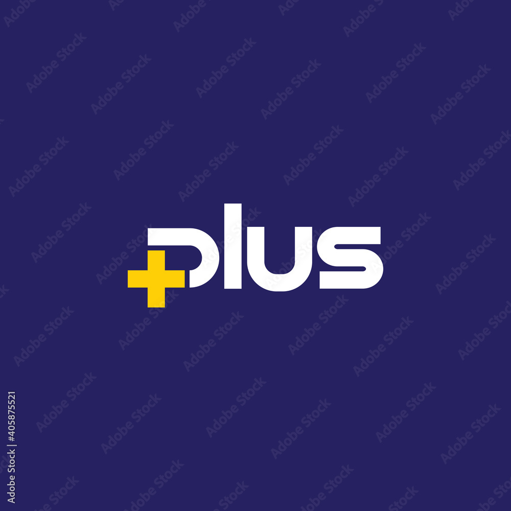 Plus sign and plus sign. Vector typographic logo - obrazy, fototapety, plakaty 